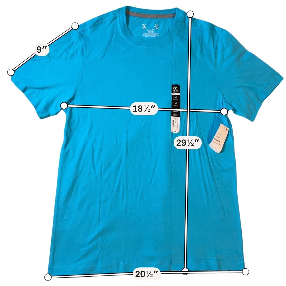 Xersion Xtreme Tee Quick-Dri Bl Ice T-Shirt Men's Medium NWT 100% Cottone